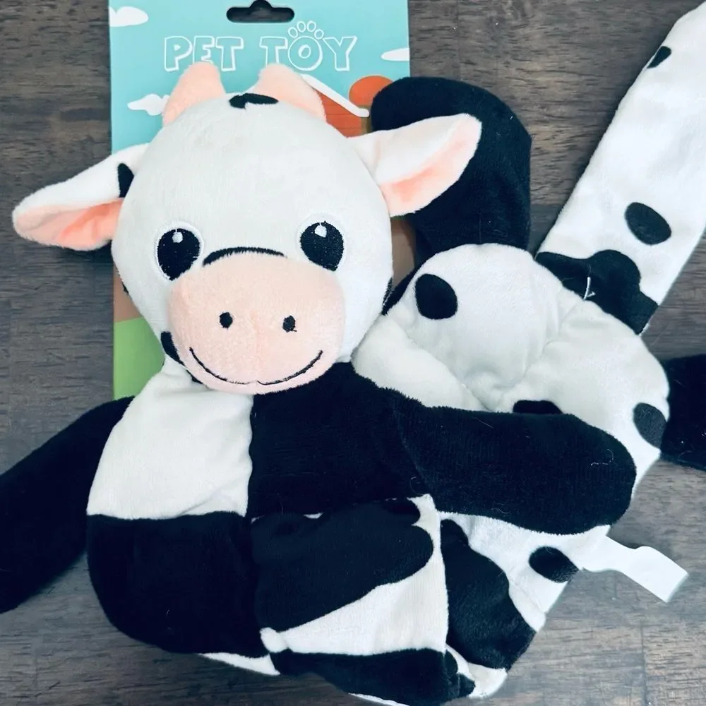 Plush Cow Dog Pet Squeaky Chew Toy